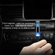 Cablu de incarcare 3in1 SIKS, magnetic, Lightning, Micro-USB, Type-C, Negru