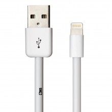 Cablu date SIKS pentru telefon/tableta, 1000mm, lightning, cablu soft, alb