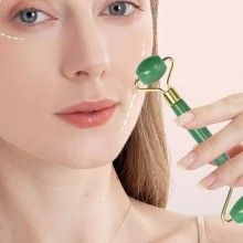 Rola masaj facial SIKS, cu doua capete de tip piatra quartz, vernil