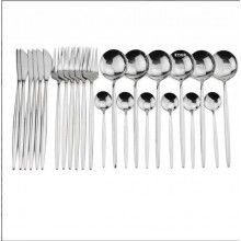 Set Tacamuri EDAR 24 Piese Stil Portughez, Otel Inoxidabil, Finisaj Lucios, Argintiu