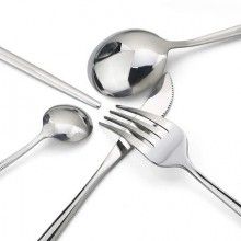 Set Tacamuri SIKS 24 Piese Stil Portughez, Otel Inoxidabil, Finisaj Lucios, Argintiu