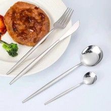 Set Tacamuri SIKS 24 Piese Stil Portughez, Otel Inoxidabil, Finisaj Lucios, Argintiu Set Tacamuri SIKS 24 Piese Stil Portughez, Otel Inoxidabil, Finisaj Lucios, Argintiu