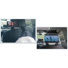 Suport auto EDAR pentru Telefon, Depozitare Bagaje, Negru/Argintiu, Prindere pe Tetiera, Reglabil