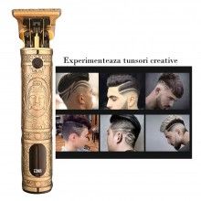 Masina profesionala SIKS pentru tuns si contur, trimmer cu afisaj digital, Gold