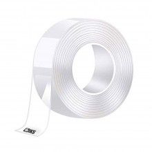 Banda SIKS dublu adeziva, reutilizabila dupa spalare, transparent, 2cm x 4.5m