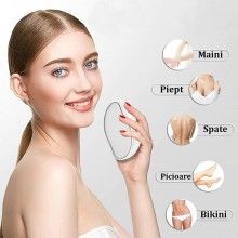 Dispozitiv de Epilare EDAR prin Frecare, Reutilizabil, Portabil, tip Cristal, Fara Durere, Argintiu