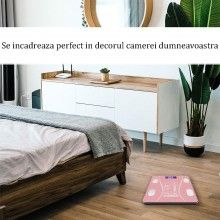Cantar Electronic Inteligent De Baie SIKS Cu Aplicatie Smart, Corporal, Ecran Digital Iluminat, Termometru, Suporta Maxim 180... Cantar Electronic Inteligent De Baie SIKS Cu Aplicatie Smart, Corporal, Ecran Digital Iluminat, Termometru, Suporta Maxim 180...