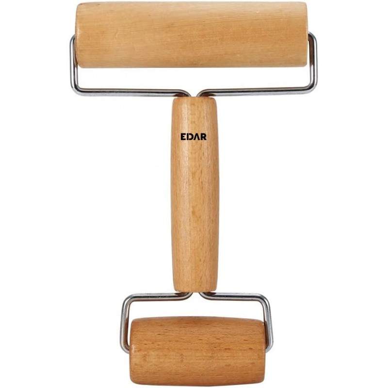 Sucitor EDAR Pentru Intins Aluat, Neted, Tip Rola, Maro, 2 Capete Din Lemn,18x11x6 cm