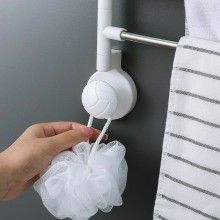 Suport cu ventuze EDAR pentru 4 prosoape, S4P, Mat, pentru perete, alb/gri