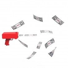 Pistol de bani SIKS Money Gun, pentru petreceri, Bancnote Incluse, rosu