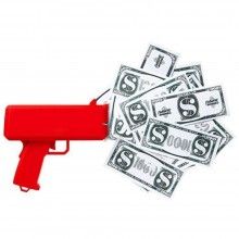 Pistol de bani SIKS Money Gun, pentru petreceri, Bancnote Incluse, rosu