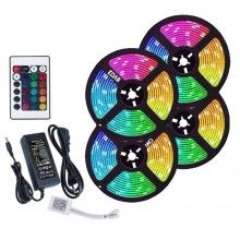 Kit Banda LED EDAR, Led RGB2835, Cu Telecomanda, Lungime 20m, Interior, Iluminare Ambientala Casa, Multicolor