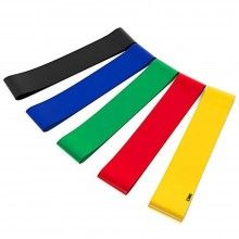 Set de 5 benzi elastice SIKS rezistenta din latex, pentru antrenament sala, fitness, yoga, pilates, gimnastica de recuperare,...
