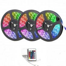 Kit Banda LED EDAR, Led RGB2835, Cu Telecomanda, Lungime 15m, Interior, Iluminare Ambientala Casa, Multicolor