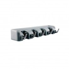Suport de Perete EDAR pentru Maturi si Mopuri, Lavete, Accesorii de Gradinari, 4 Compartimente, 5 Carlige, Plastic, Gri Suport de Perete EDAR pentru Maturi si Mopuri, Lavete, Accesorii de Gradinari, 4 Compartimente, 5 Carlige, Plastic, Gri