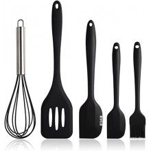 Set 5 Ustensile de Bucatarie EDAR din Silicon Termorezistent, Inox, Tel, Pensula, Spatula Mica/Mare, Paleta, 5 Piese, 350g, N...
