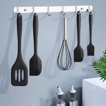 Set 5 Ustensile de Bucatarie EDAR din Silicon Termorezistent, Inox, Tel, Pensula, Spatula Mica/Mare, Paleta, 5 Piese, 350g, N...