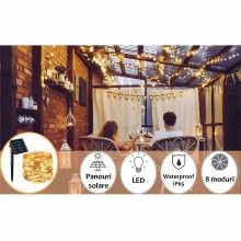 Ghirlanda Luminoasa Decorativa Solara SIKS Din Cupru, Lumina Galben Cald, 12 M Cu 100 X LED, Prindere Tip Tarus Ghirlanda Luminoasa Decorativa Solara SIKS Din Cupru, Lumina Galben Cald, 12 M Cu 100 X LED, Prindere Tip Tarus