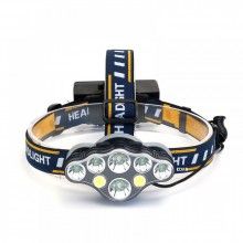 Lanterna frontala EDAR cu acumulator 8 LED-uri, 13.000 lumeni, 6 niveluri de luminozitate albă,1 mod intermitent roșu tip SOS...