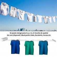 Uscator Rufe Retractabil SIKS, Prindere pe Perete, Kit Montaj Inclus, 4 Funii x 3.2m