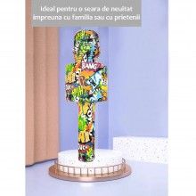 Microfon Wireless Karaoke SIKS, LY100, M4, Pentru Copii, Model Grafitti, 100hz, IOS, Android, Tableta, PC, Bluetooth, USB