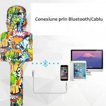 Microfon Wireless Karaoke SIKS, LY100, M4, Pentru Copii, Model Grafitti, 100hz, IOS, Android, Tableta, PC, Bluetooth, USB Microfon Wireless Karaoke SIKS, LY100, M4, Pentru Copii, Model Grafitti, 100hz, IOS, Android, Tableta, PC, Bluetooth, USB