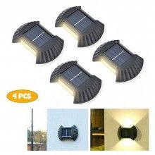Set 4 Lampi Solare SIKS Cu Lumina Bidirectionala Rezistente La Apa, 2 LED SMD, IP65, 200mah , Negru