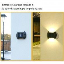 Set 4 Lampi Solare SIKS Cu Lumina Bidirectionala Rezistente La Apa, 2 LED SMD, IP65, 200mah , Negru