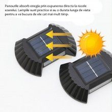 Set 4 Lampi Solare SIKS Cu Lumina Bidirectionala Rezistente La Apa, 2 LED SMD, IP65, 200mah , Negru