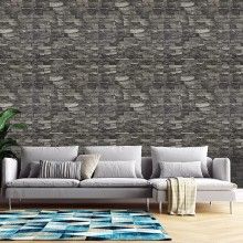 Tapet 3D Autoadeziv EDAR, design modern, rezistent la apa, usor de curatat, dimensiuni 77x70cm, model piatra in relief, gri