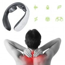 Aparat inteligent EDAR, pentru masaj cervical, 15 niveluri, 4 moduri de masaj, doua capete, alb/gri