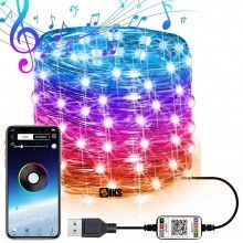 Instalatie luminoasa inteligenta SIKS®, bluetooth 4.0, control din aplicatie, conectare prin USB, 8 metri, multicolora
