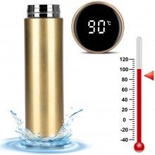 Termos inteligent EDAR cu termometru, capacitate 500 ml, auriu Termos inteligent EDAR cu termometru, capacitate 500 ml, auriu