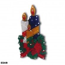 Decoratiune Craciun EDAR, Ornament Pentru Geam, 44 cm, Lumanari Cu Stelute, Plastic, Multicolore