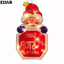 Decoratiune Craciun LED EDAR, Ornament Pentru Geam, Mesaj Mos Craciun, 45x24 cm, Multicolor