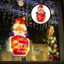 Decoratiune Craciun LED EDAR, Ornament Pentru Geam, Mesaj Mos Craciun, 45x24 cm, Multicolor