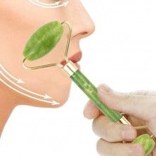 Dispozitiv de infrumusetare pentru masaj facial EDAR, cu accesoriu, piatra de Jad, intinerire a pielii, Verde