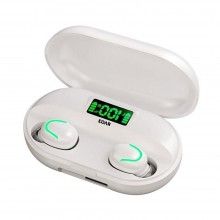 Casti tws EDAR wireless, afisaj led, sunet HD, bluetooth, albe