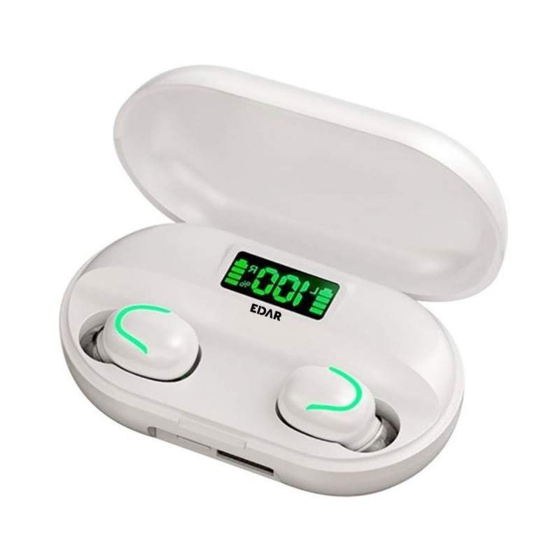 Casti tws EDAR wireless, afisaj led, sunet HD, bluetooth, albe Casti tws EDAR wireless, afisaj led, sunet HD, bluetooth, albe