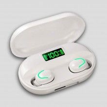 Casti tws EDAR wireless, afisaj led, sunet HD, bluetooth, albe