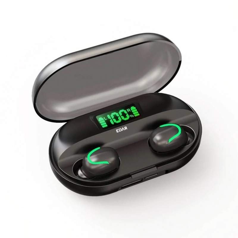 Casti tws EDAR wireless, afisaj led, sunet HD, bluetooth, Negre Casti tws EDAR wireless, afisaj led, sunet HD, bluetooth, Negre