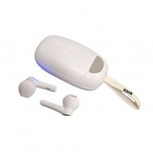 Casti Bluetooth EDAR 5.0, Microfon dual apel HD, display LED Inteligent, wireless, cutie pentru incarcare, albe