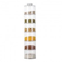 Carusel Condimente Cu 6 Recipiente EDAR, Organizator Bucatarie, Recipiente Transparente, 35x8 cm