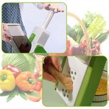 Feliator Manual SIKS tip Mandolina, Pliabil, 4 Functii, Alb cu Verde