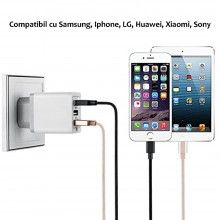 Conector SIKS 3 port-uri USB micro Pentru Telefon, Adaptor retea, Alb