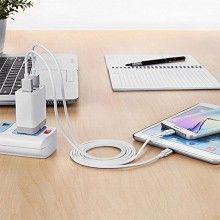 Conector SIKS 3 port-uri USB micro Pentru Telefon, Adaptor retea, Alb
