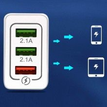 Conector SIKS 3 port-uri USB micro Pentru Telefon, Adaptor retea, Alb