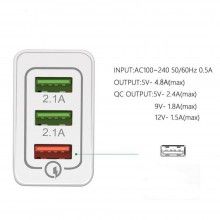 Conector SIKS 3 port-uri USB micro Pentru Telefon, Adaptor retea, Alb