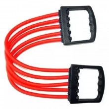 Extensor cu 5 Corzi SIKS, pentru Fitness, Antrenamente, Cauciuc, Rosu