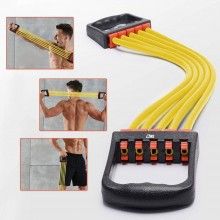 Extensor cu 5 Corzi SIKS, pentru Fitness, Antrenamente, Cauciuc, Galben